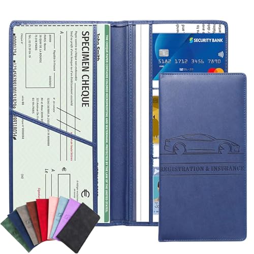 Car Registration & Insurance Card Holder, Vehicle Registration Holder with Great Size, License and Registrations Holders, Car Registrations Holders for License, Cards, Vehicle Papers (dark blue)