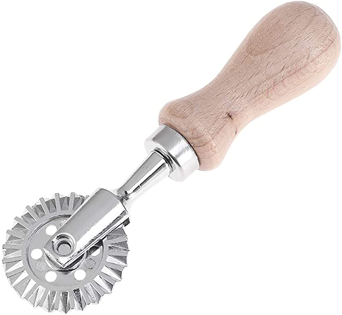 KASTWAVE Pastry and Pasta Cutter Wheel, Stainless Steel Biscuit Mold Cookie Cutter Lace-up Embossed Baking Tool Dessert Pastry Mold with Wooden Handle