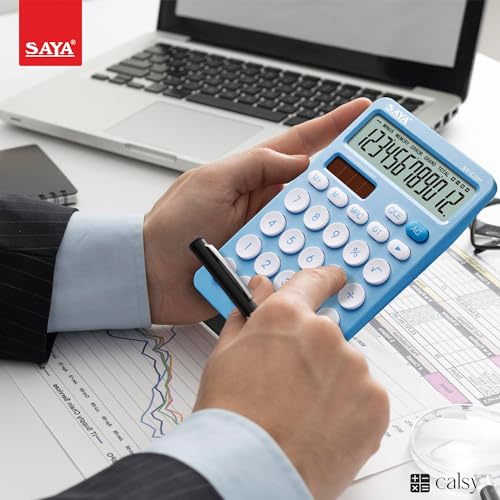 Image of SAYA SY-C101 Ultra-Fast, Ultra-Light Desktop Calculator | Ergonomic Design | Perfect for Office, School, and Home Use | 3-Year Warranty | Sleek Blue Color for Style & Functionality.