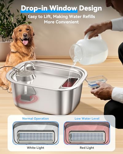 PETDOTT 3Gal/11L Dog Water Fountain, Stainless Steel Large Automatic Pet Water Dispenser, Ultra-Quiet Leak-Proof Drinking Bowl for Big Dogs & Multiple Pets — view 5