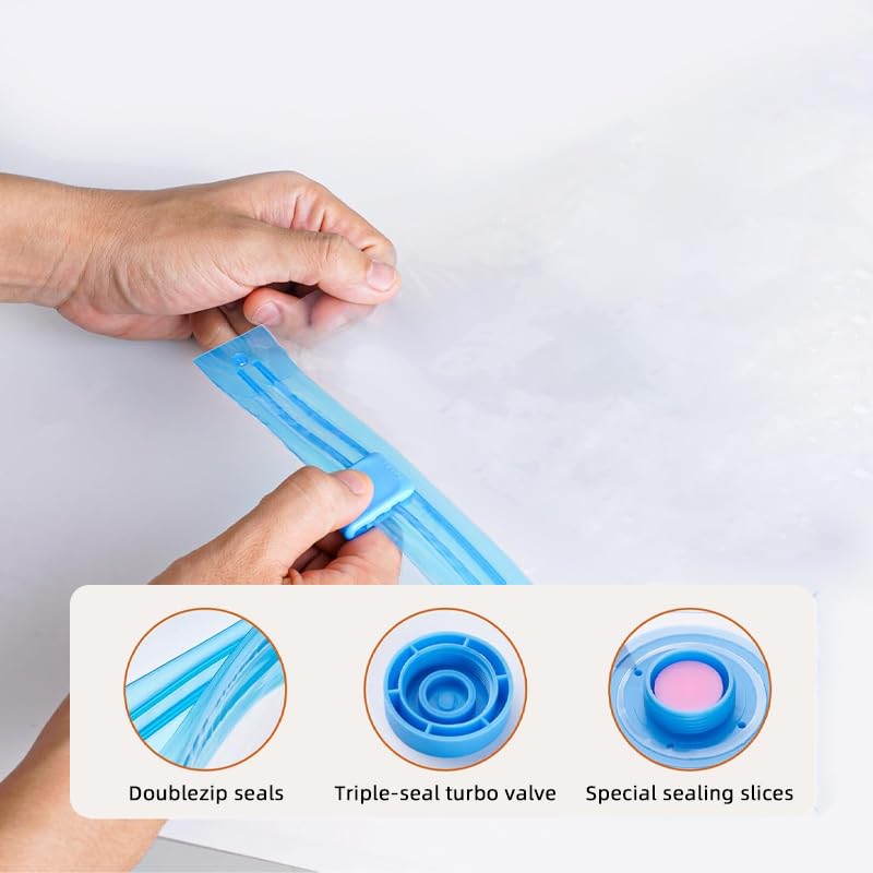 10 Pack Vacuum Storage Bags with Hand Pump,Double zipper sealing, 2 Jumbo + 4 Large + 4 Medium Vacuum Seal Bags for Clothing,Blankets,Comforters (10, Electric Pump)