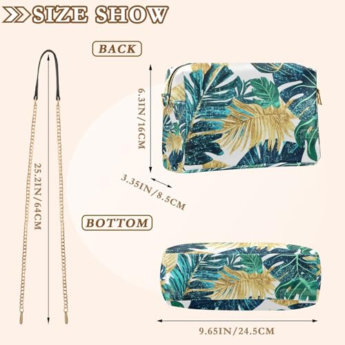 susiyo Green Teal Blue Gold Tropical Leaves Pattern Crossbody Bags for Women PU Leather Crossbody Purse Small Shoulder Handbag Purses for Girls3