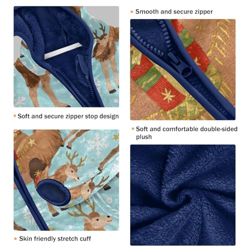 Christmas Camels with Pattern Toddler Fleece Jacket Girl Boys Hooded Fleece Jacket Coat Warm Outwear Zip-up 3-10T3