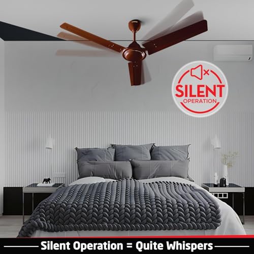 Image of LUKER JVLuker USA Nano XL 1200mm BLDC Ceiling Fans with Remote, BEE 5 star Rated Energy Efficient Ceiling Fan for Living Room, High Air Delivery with Reverse Mode & 2 Year Warranty- Brown