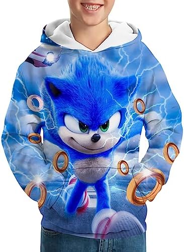 NELEKING 3D Printed Pullover Sweatshirt Cartoon Hoodie Cosplay Costume Hoodies for Kids Youth Small