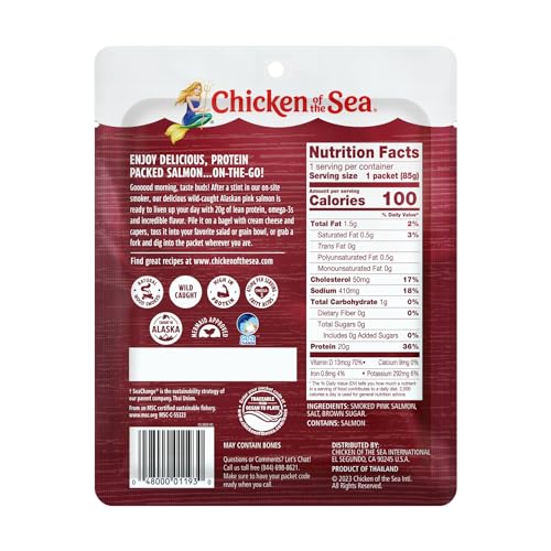 Image of Chicken of the Sea Alaskan Smoked Salmon, 3 Ounce Pouch (Pack of 1), Wild Caught Salmon, Skinless & Boneless