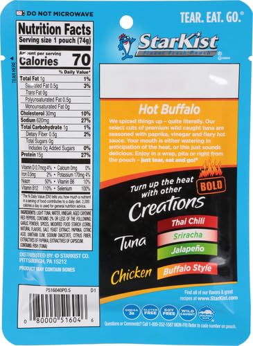 Image of StarKist Tuna Creations BOLD Hot Buffalo Style, Single Serve Pouch, 2.6 oz (Pack of 5)