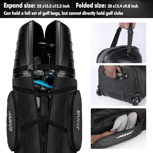 JANUS Golf Travel Bags for Airlines with Wheels, Hard Case Top and 1980D Heavy Duty Oxford Protect Golf Clubs, Lightweight and Easy to Maneuver - Image 5