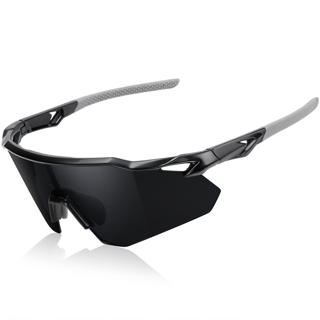 SEKKAF Polarized Sports Sunglasses for Men Women, UV Protection Lightweight Sun Glasses Running Cycling, Non-Slip Nose Pads, Black, 70Millimeter
