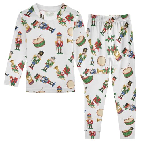 Pajama Sets Long Sleeve Christmas Nutcracker Musical Instruments Soft Comfy Sleepwear 2 Piece PJS 3-8T