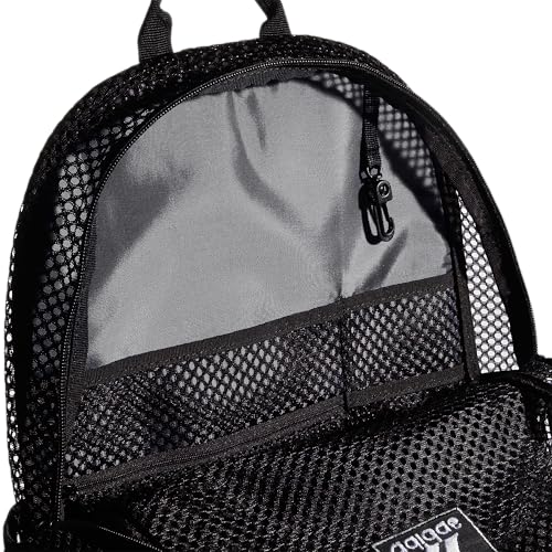 adidas Hermosa Mesh Backpack, See-Through Transparent Clear Festival Bag, Black/White/2.0, One Size3