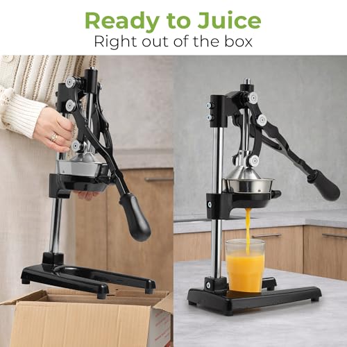 Image of Zulay Kitchen Extra Tall Cast Iron Juicer - Fits Any Glass, Heavy Duty Manual Citrus Juicer with Detachable Strainers for Easy Cleaning, Perfect for Bartenders, Juice Lovers & Health Enthusiasts