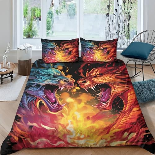 Funda nórdica de unicornio 3D edredón microfibra reversible animales legendarios cama 220x240 2