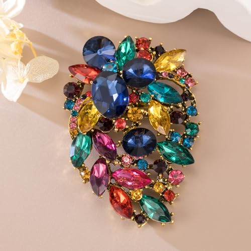 Image of SELOVO Rhinestone Statement Brooch Pin Flower Dress Accessory