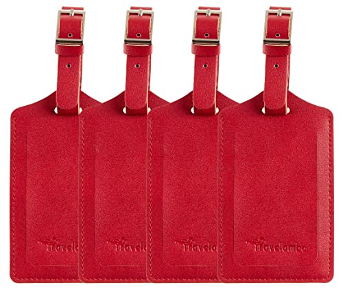 Travelambo 4 Pack Vegan Leather Luggage Tags