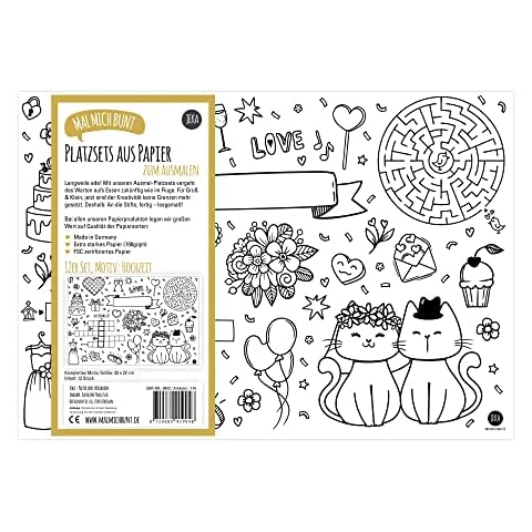 12 Hochzeit Platzsets zum Ausmalen Cover