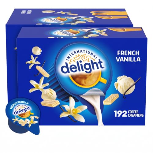 International Delight, French Vanilla, Single-Serve Coffee Creamers, Shelf Stable Non-Dairy Flavored Coffee Creamer, Great for Home Use, Offices, Parties or Group Events, 192 Count (Pack of 2)