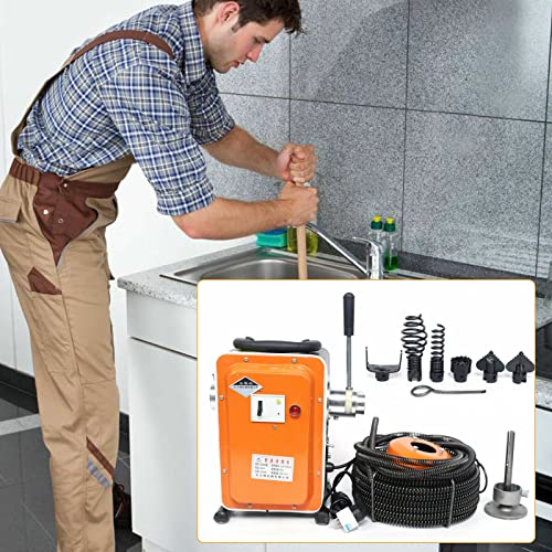 1800W Electric Drain Cleaner do rur 20-130mm, narzędzie do usuwania zapychacza 20M z podwójnymi głowicami sprężyny, profesjonalny odblokowywacz rur do konserwacji prysznica zlewozmywakowego, łatwa w u