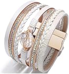 Women Multi-Layer Leather Wrap Bracelet Stackable Wristband Braided Cuff Bangle Bracelets Handmade Jewelry