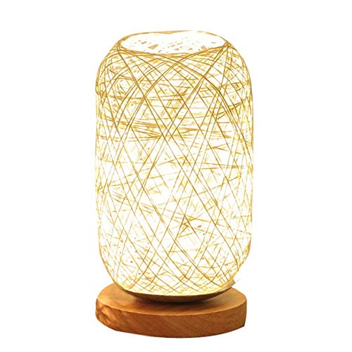 Preisvergleich Produktbild DIAOD Handgestrickte Holz Rattan Twine Tischlampen Schlafzimmer Hochzeit Bücherregal USB-Nachtlicht Weihnachten Home Decor Lichter Kreative Geschenke (Color : A)