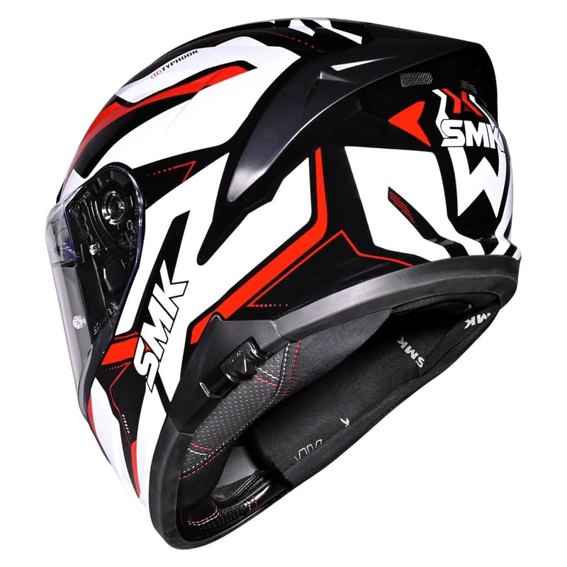 Image of SMK Typhoon AZONIX Full Face Motorcycle Helmet, Dual Visor, Black-White-Red