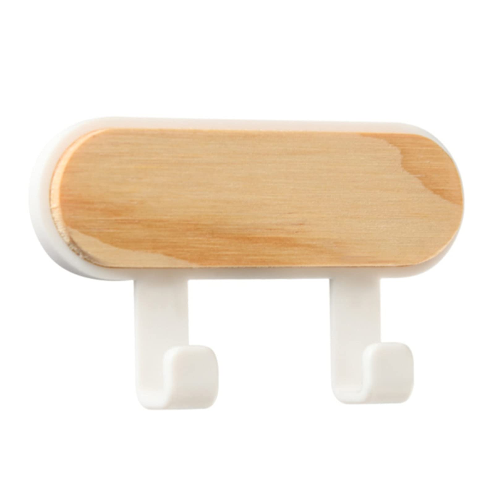 QXPDD Wooden Wall Hooks Hanging Wall Mounted Self-adhesive Multi purpose Coat Hooks for Keys Towel Clothes,White-double row