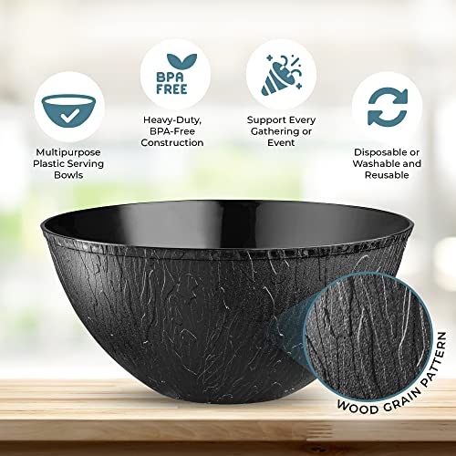 Plastic Serving Bowls Disposable Black Plastic Serving Bowls For Parties Large Salad Bowls For Buffet, Catering Or Salad Bar Snack Bowls For Birthday [5 Pack - 96 Oz] #TOP2