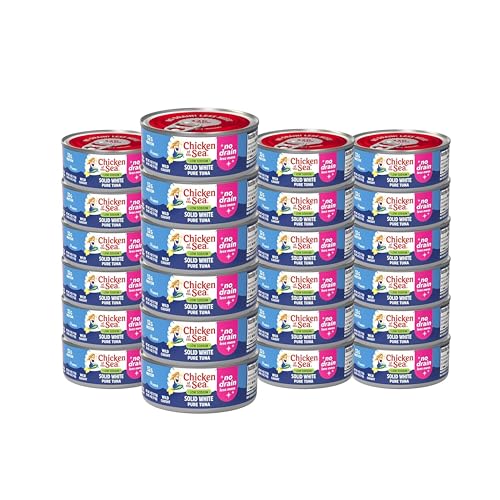 Chicken of the Sea Solid White Pure Albacore Tuna, Wild Caught, No Drain, Low Sodium, 4 oz. Can (Pack of 24)