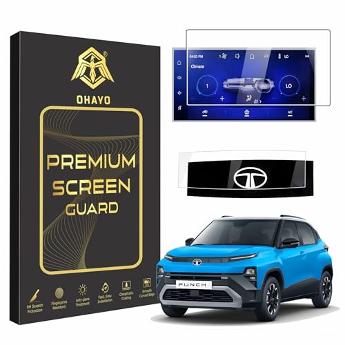Image of OHAYO Military Strength Screen Guard for Tata Punch 2026 Facelift | Fits Pure+, Pure+S, Adventure, Adventure S Models | 8-Inch Infotainment Touchscreen + Steering Cluster Panel Protection | 9H Hardness Tough Shield | Scratch Resistant Flexible Film | [NOT TEMPERED GLASS] | 2026+ Edition