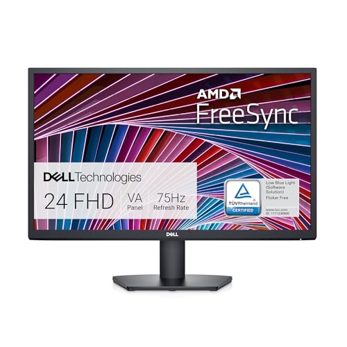 Monitor Dell SE2422HX Full HD de 24 pulgadas (1920 x 1080, 75Hz, VA, 5ms, AMD FreeSync, HDMI, VGA) negro