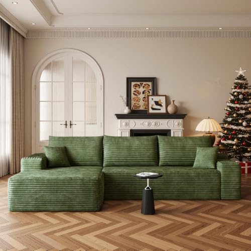 Image of Boneless Couch, Modular Sectional Couches for Living Room, U-Shaped Cloud Couch Sofa with Deep Seat, Fluffy Corduroy Upholstered Corner Sofa