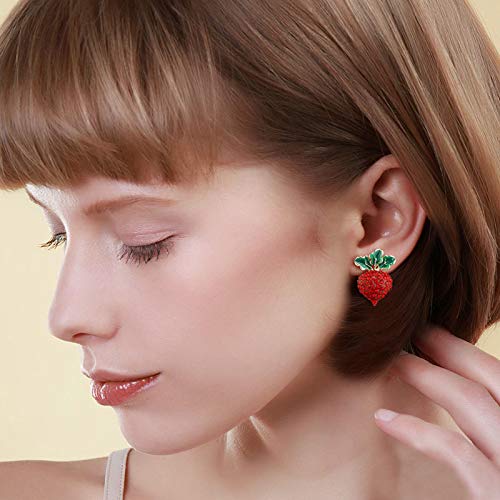 COLORFULBLING S925 Silver Needle Earrings for Women Red Crystal Radish Earrings Jewelry Girl Earrings Fine Party Earrings