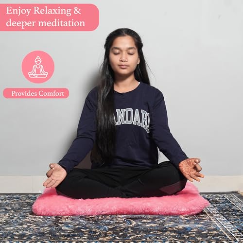 Image of NEXTGO Floor Seat Cushions Yoga Meditation Mat Pooja aasan Soft Extra Comfortable Feather Touch Last Long Upto Washable Material Size 24 x 30 Inch 2 x 2.5 Fit (Pink)