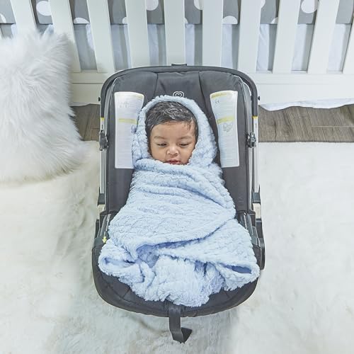 Image of EVERYDAY KIDS Pastel Blue Baby Car Seat Blanket for Baby and Toddler Boys Baby Bunting Swaddle Wrap Blanket for Interior Car Seat; Cover Baby and Keep Car Seat Clean