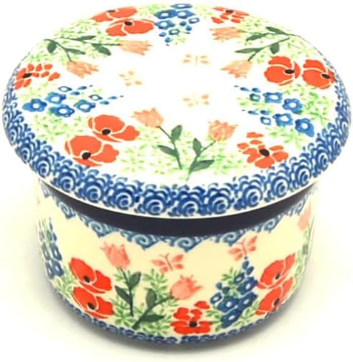 Polish Pottery Butter Keeper - Whimsical Garden