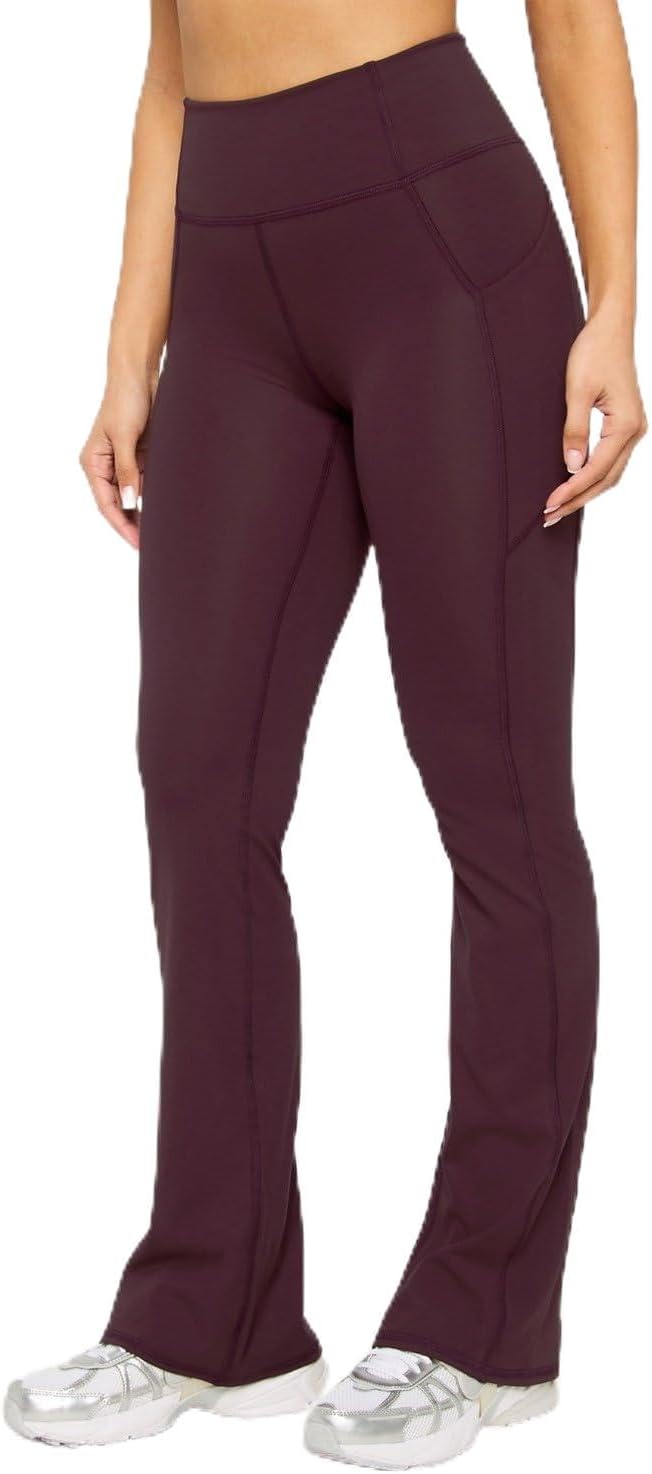 Fabletics Women's Oasis PureLuxe High-Waisted Pocketed Kick Flare, XL/Regular, Oxblood