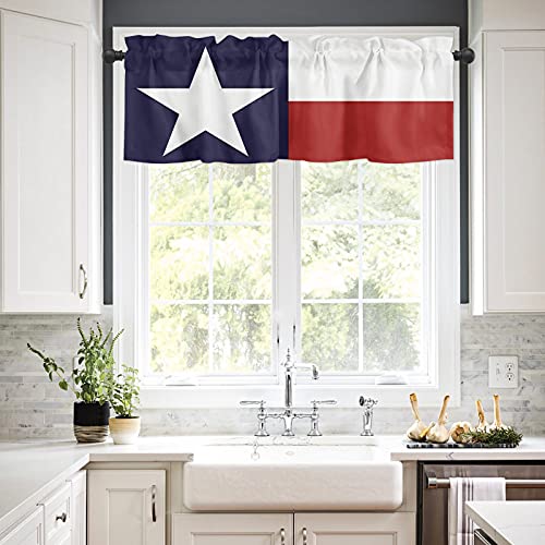 Vograud Texas State Flag Valance Curtain Texas Prefecture Flag Rod Pocket Window Curtain The Lone Star State Us Washable Window Treatment For Kitchen Living Room Bedroom Home Decor 54X18In #TOP1