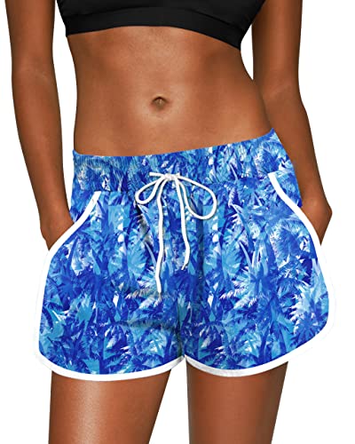 Image of For G and PL Women Summer Floral Beach Boardshorts with Pockets Swim Trunks