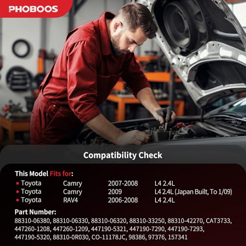 Image of PHOBOOS A /C Compressor with Clutch Compatible with Toyota Camry 2007-2009 (Japan Built, To 01 /09 /2009) L4 2.4L, RAV4 2006-2008 L4 2.4L, Ref. CO-11178JC, 98386