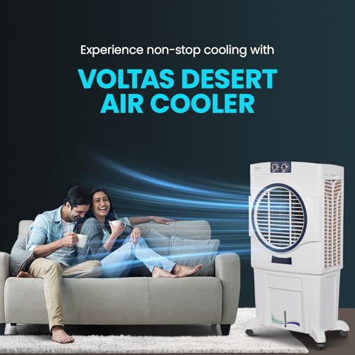 Image of Voltas Magic air 85, with Swing Control (85 Litre Capacity, Water Level Indicator, Glass Plastic Fan, Honeycomb Cooling Media, White)