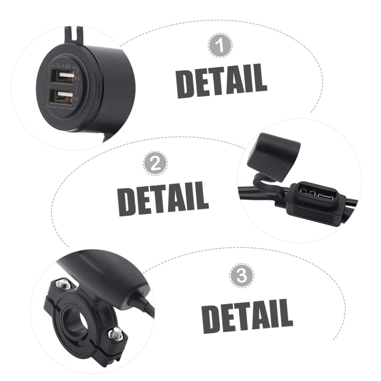 Gatuida 4.8a Cargador USB para Moto Doble Puerto USB Cargador Rápido para Teléfonos Inteligentes Compatible Motocicletas y Vehículos de Recreo Incluye Tapa de Protección