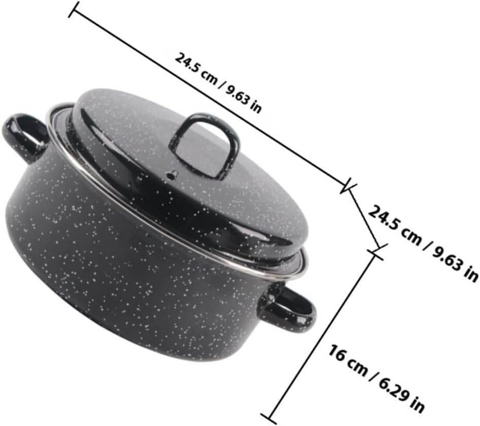 Enameled Roasting Pan with Double Handles High-temperature Resistant Cooking Pot for Bbq and Home Use Non-deformable Roaster Cooking Supply