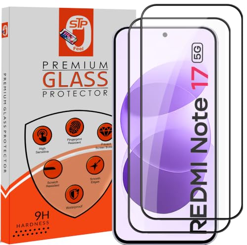 Image of STP FEEL Premium HD+ Tempered Glass Screen Protector Guard Compatible For Redmi Note 17 5G (7 Inch, Pack of 2) | Edge to Edge Coverage With Easy to installation kit for Smartphone