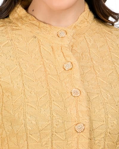 Image of Lady Willington Women Woolen Round Neck Self Design Cardigan Heavy Rainbow Fabric Cardigan Winter Wear Pure Wool Cardigan for Women Free Size Long Cotty Warm Cardigan Free Sizes