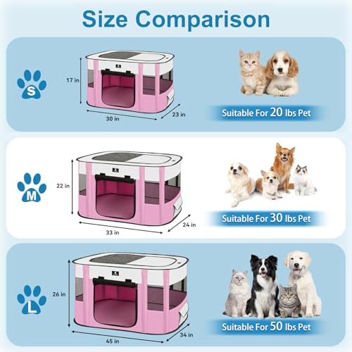 X-ZONE PET Dog Playpen, Puppy Cat Play Pen Portable Foldable Indoor/Outdoor Tent Crate Cage, Portable Pet Crate Small Size Pink 30'' - Image 5