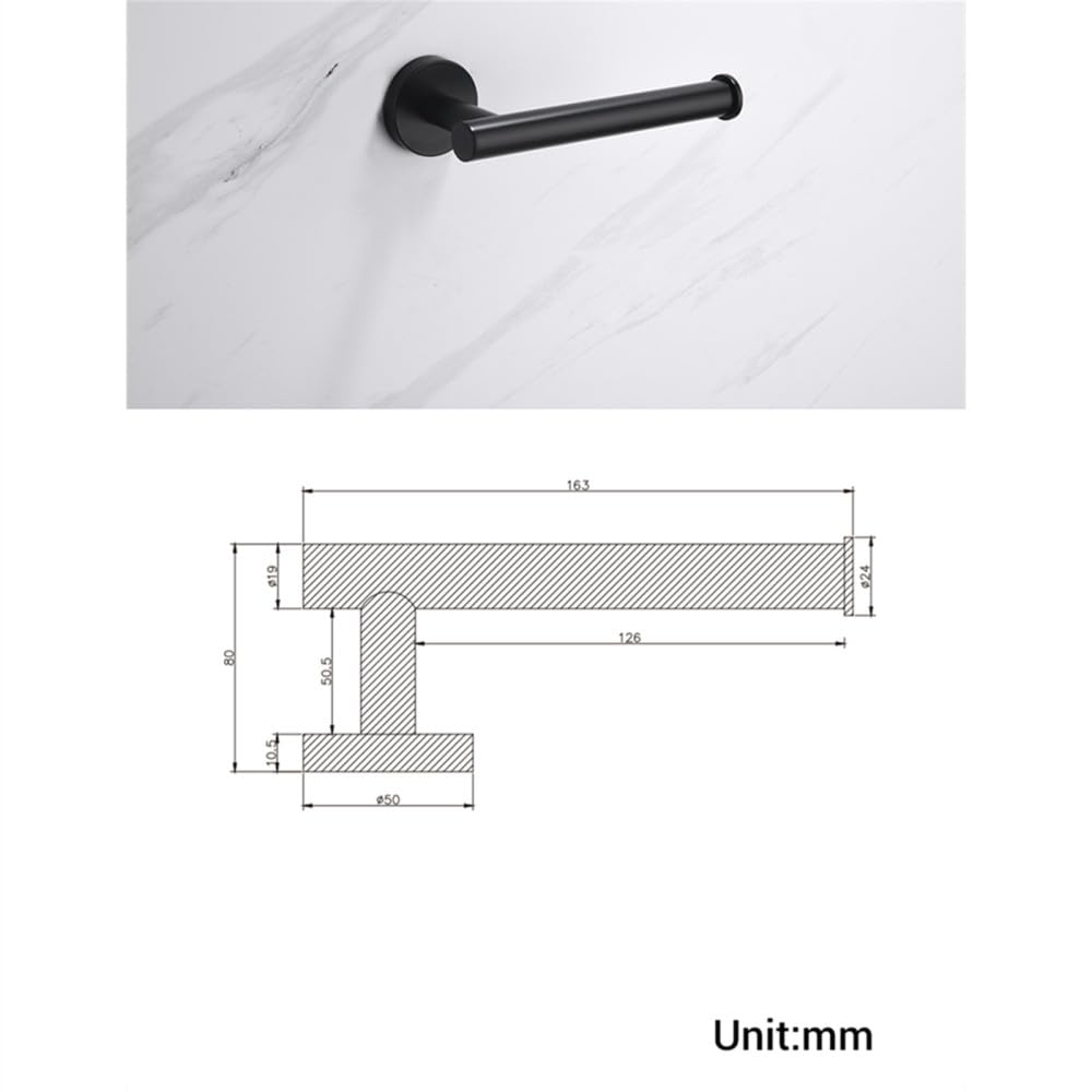 Accesorios de baño Juego de Hardware Kit de Toalla Montaje de Pared Matt Soporte de Papel higiénico Negro túnica de túnica Colgante de Acero Inoxidable, 15