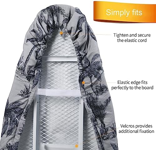 SHERWOOD Adjustable Size Ironing Board Cover - Fits Standard Size 15" x 54" and Large Boards up to 18" x 54" - Resists Scorching and Staining, Elastic Edge, Thick Padding(Coco) - 2