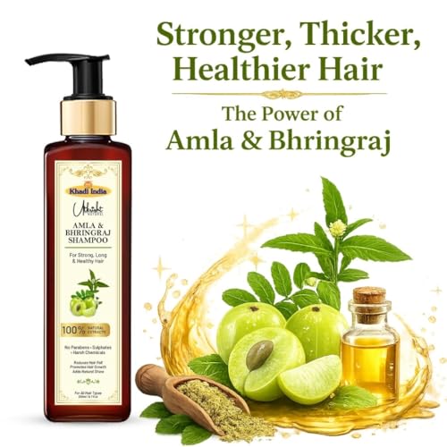 Image of Khadi Utkrisht Amla & Bhringraj Hair Shampoo for Hair Growth & Hair Fall Control | Herbal Shampoo for Strong, Thick & Healthy Hair | Suitable For All Hair Types- 200ML