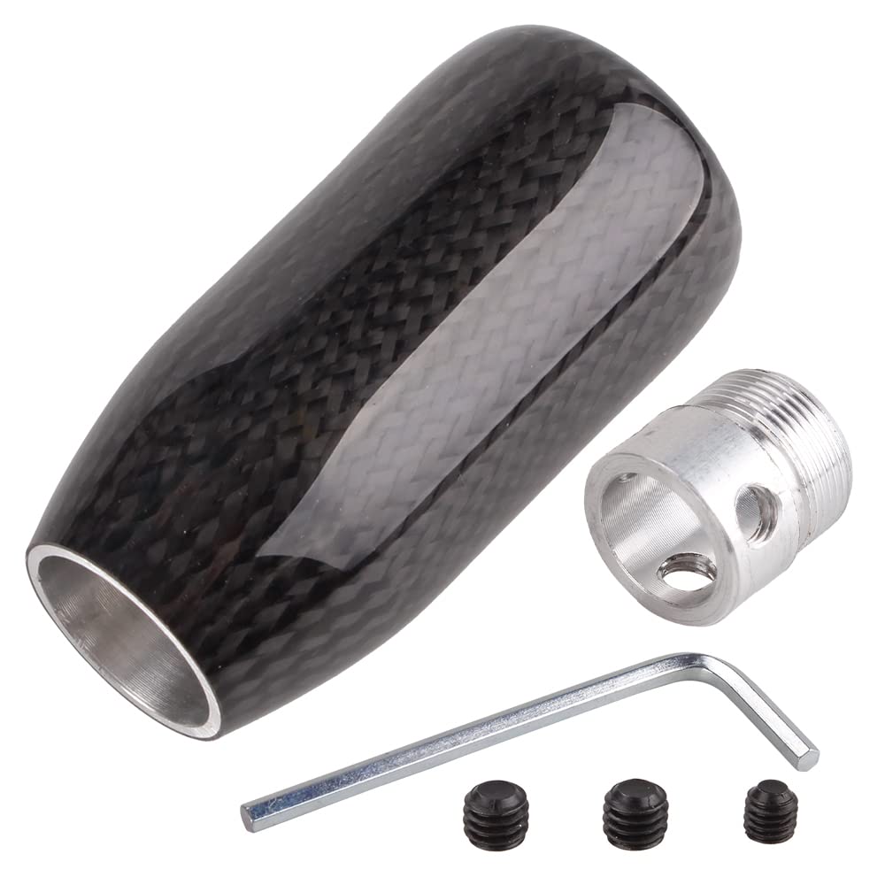 muge racing Carbon Fiber Gear Shift Knob, Car Gear Shift Knob with Adapter Universal for Most Cars