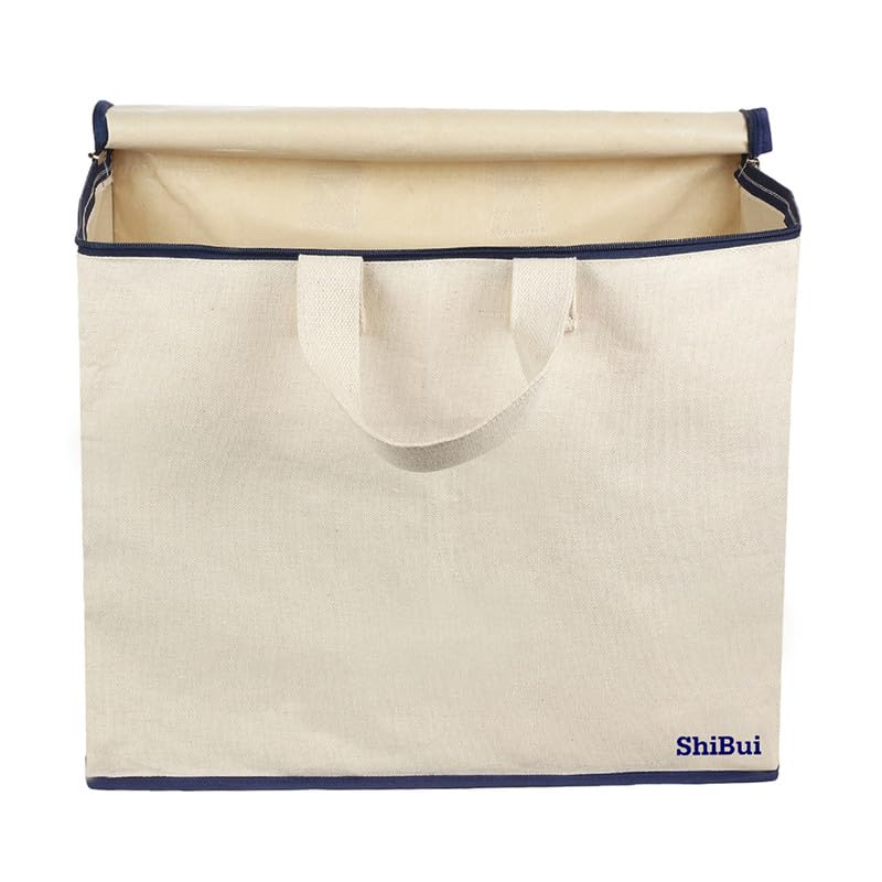 Image of SHIBUI Canvas Reinforced Cotton Handles with Multipurpose Clothes Storage Organizer & Grocery vegetable shopping and Covers Zip Bags.